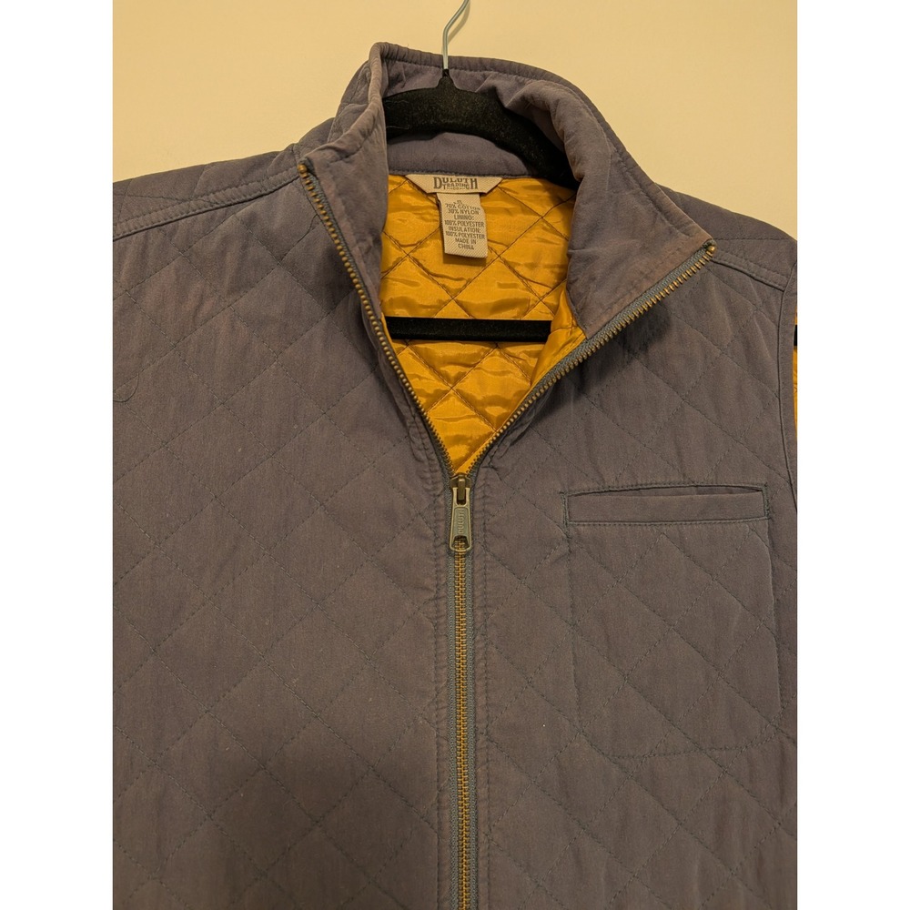 Duluth Trading Co Womens Quilted Utility Barn Vest Slate Blue Gray Mustard S - Picture 6 of 8